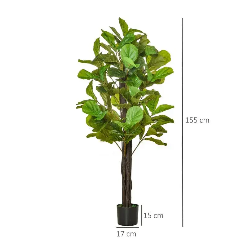 Higuera artificial Homcom 114 hojas con macetero verde 155 cm