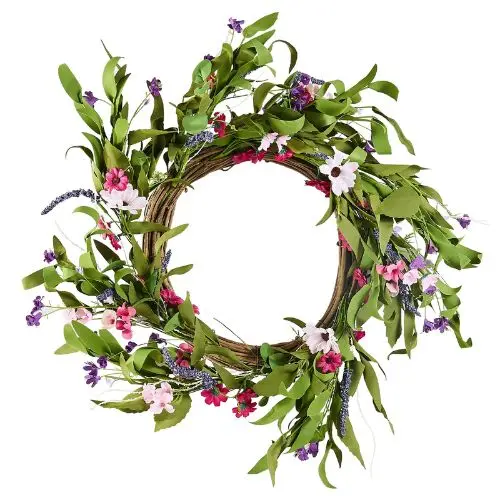 22 Inch Pink Green Daisies Year Round Wreath Artificial Decorative Wreath WA53360