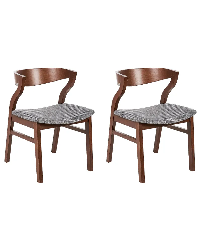 Set 2 Dining Chairs Dark Wood and Grey MAROA