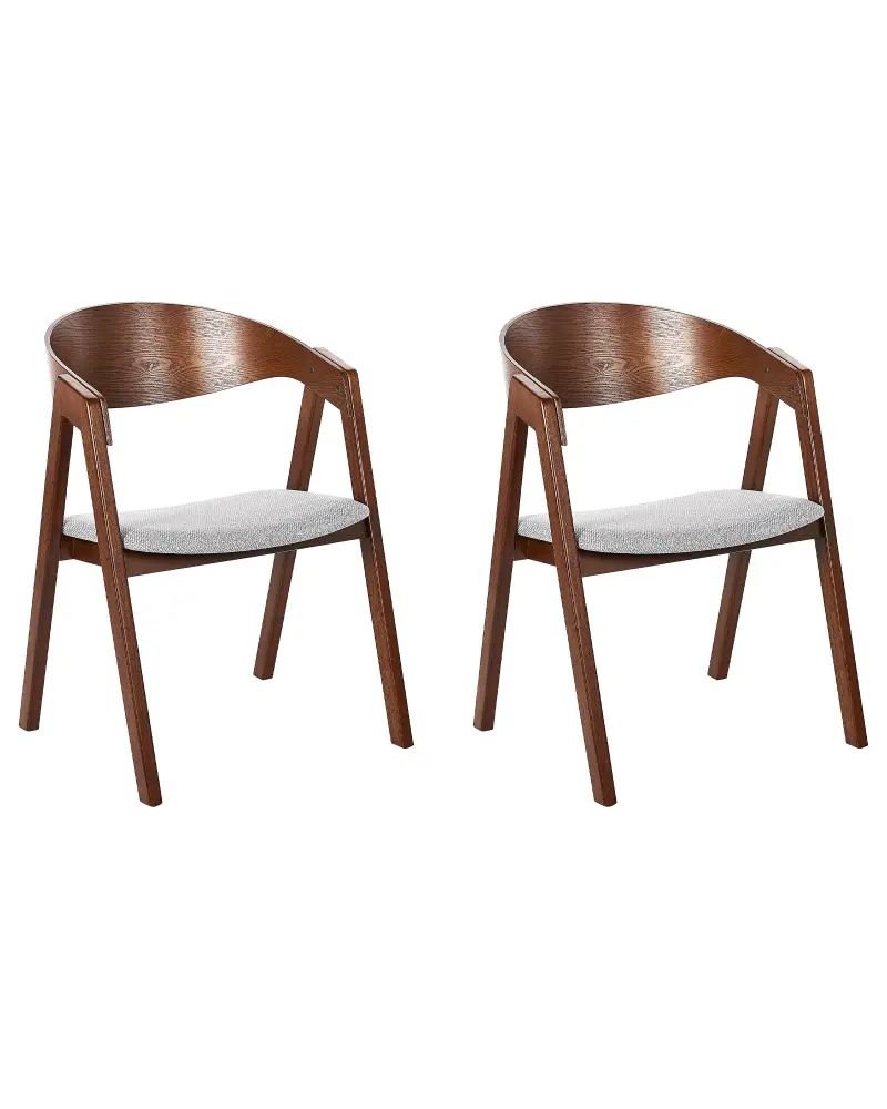 Set 2 Dining Chairs Dark Wood and Grey YUBA