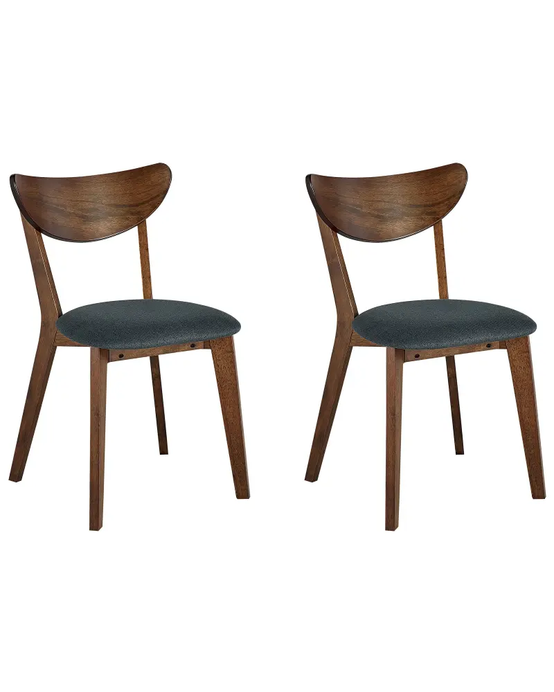 Set 2 Dining Chairs Dark Wood Grey ERIE