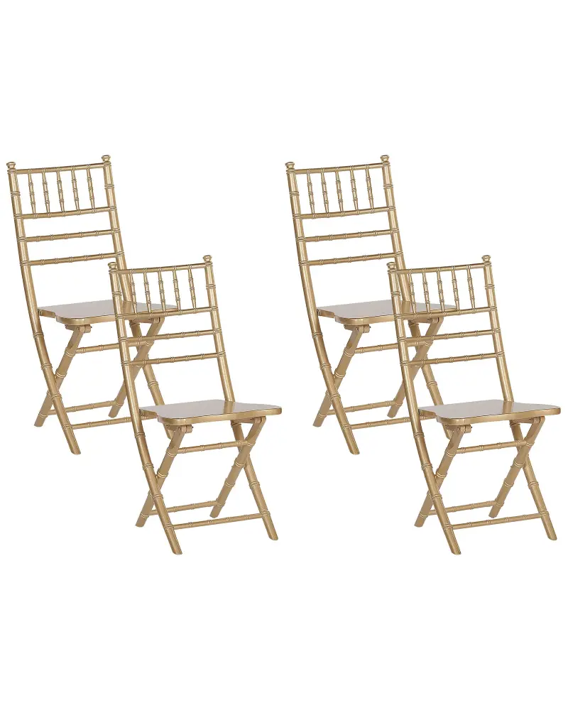 Set 4 Wooden Chairs Gold MACHIAS