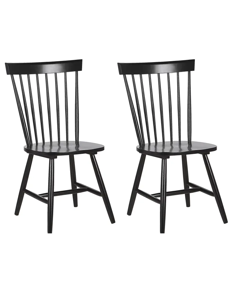 Set 2 Wooden Dining Chairs Black BURGES