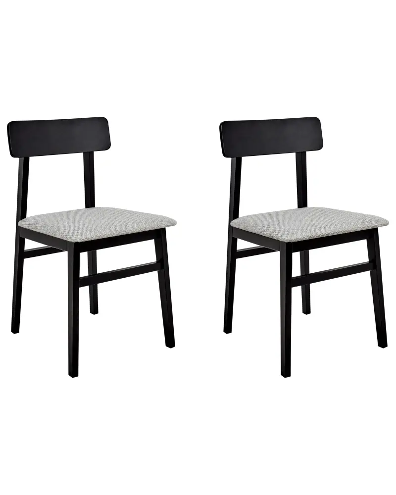 Set 2 Wooden Dining Chairs Black and Light Grey STACY