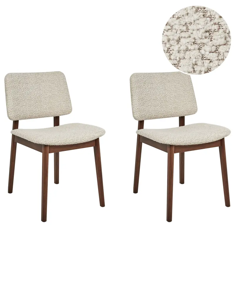 Set 2 Wooden Dining Chairs Dark and Beige BLANE