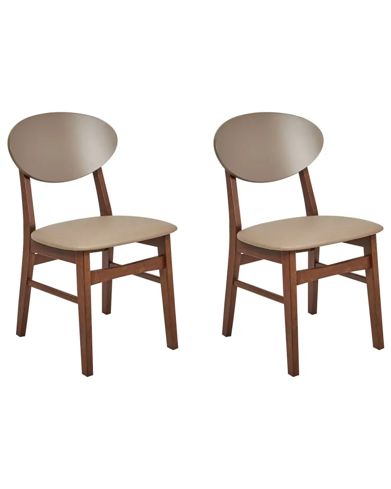Set 2 Wooden Dining Chairs Dark and Light Brown AMERY