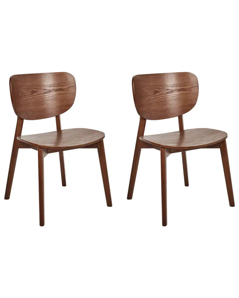 Set 2 Wooden Dining Chairs Dark OVERLY