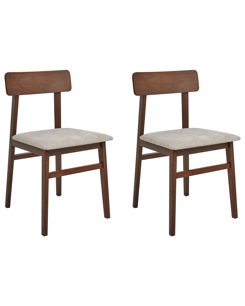Set 2 Wooden Dining Chairs Dark and Taupe STACY