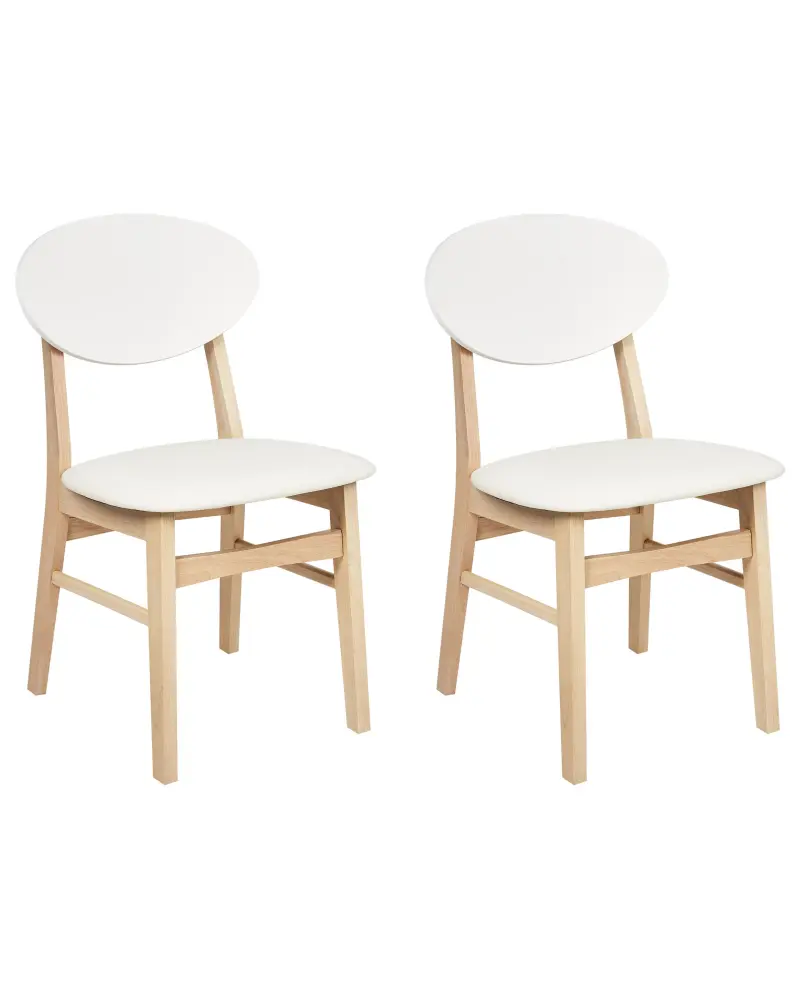 Set 2 Wooden Dining Chairs Light and Cream AMERY