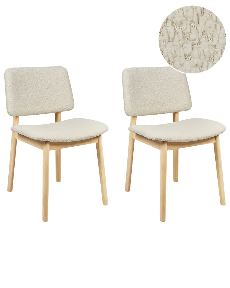 Set 2 Wooden Dining Chairs Light and Off-White BLANE