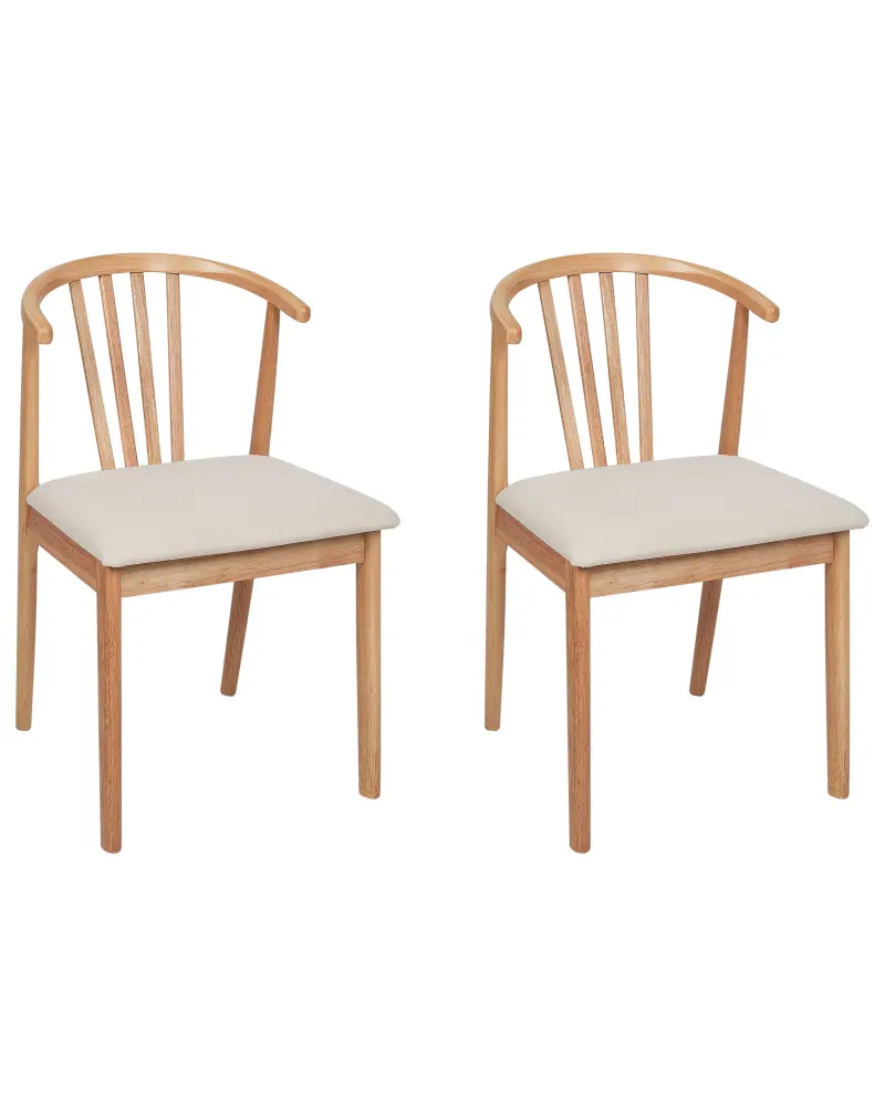Set 2 Wooden Dining Chairs Light Wood CRAIG
