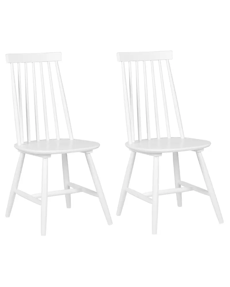 Set 2 Wooden Dining Chairs White BURBANK