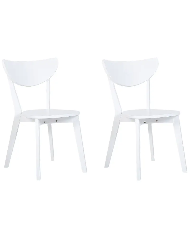 Set 2 Wooden Dining Chairs White ROXBY