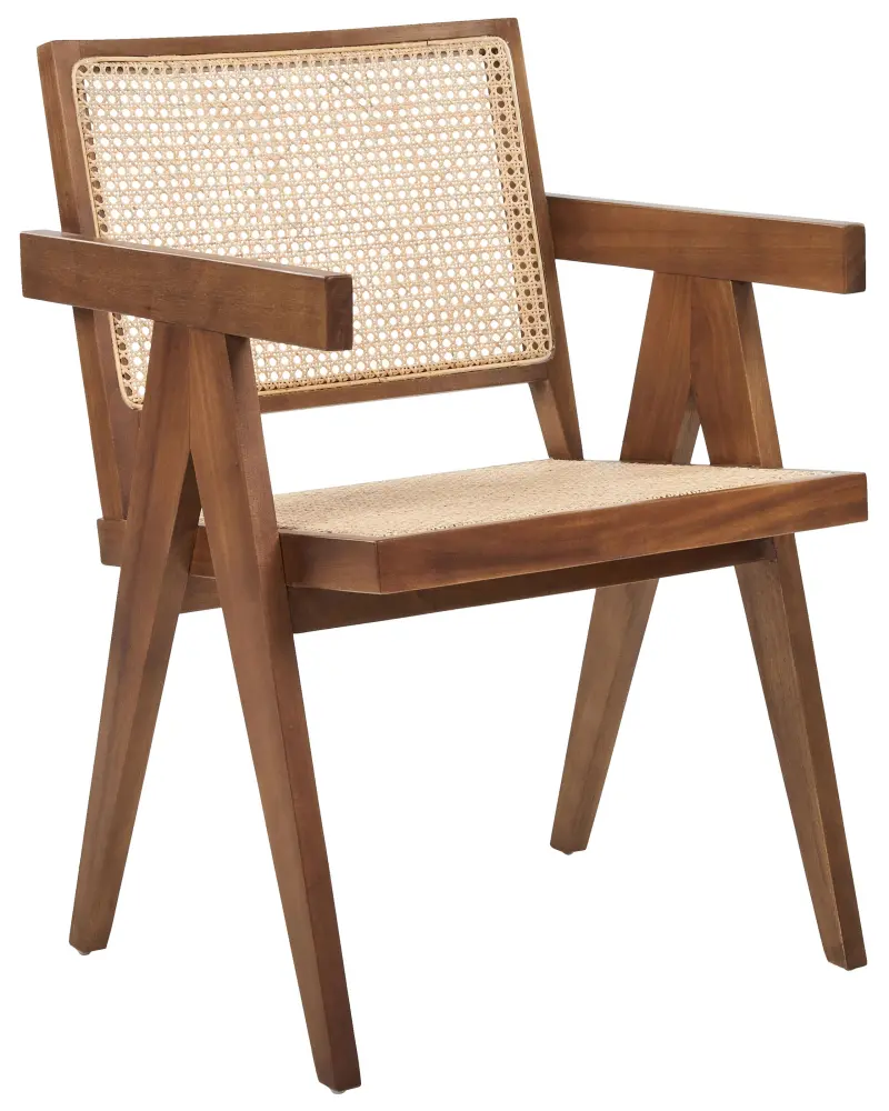 Wooden Chair Rattan Braid Light Wood and Brown WESTBROOK